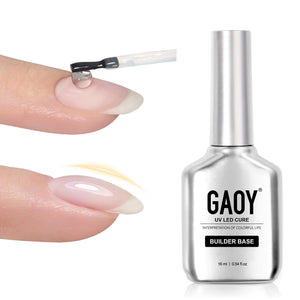 GAOY base constructora de gel 16 ml, botella cromada para uñas fuertes.
