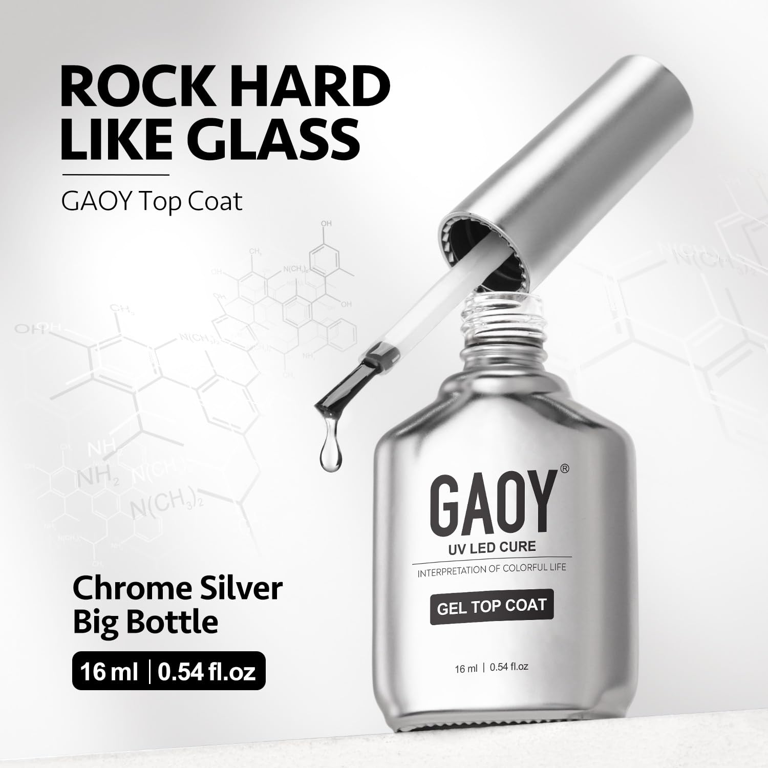 GAOY Capa superior 16ml, acabado espejo que protege la manicura.