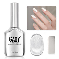 GAOY Esmalte gel ojo de gato 2028 crystal, acabado holográfico duradero.