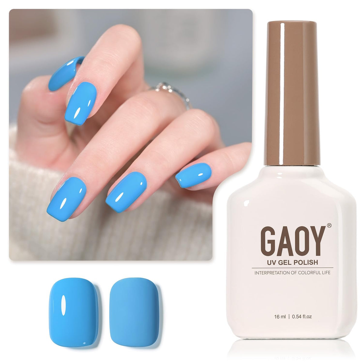 GAOY esmalte gel azul celeste en bote de 16 ml para manicura en casa