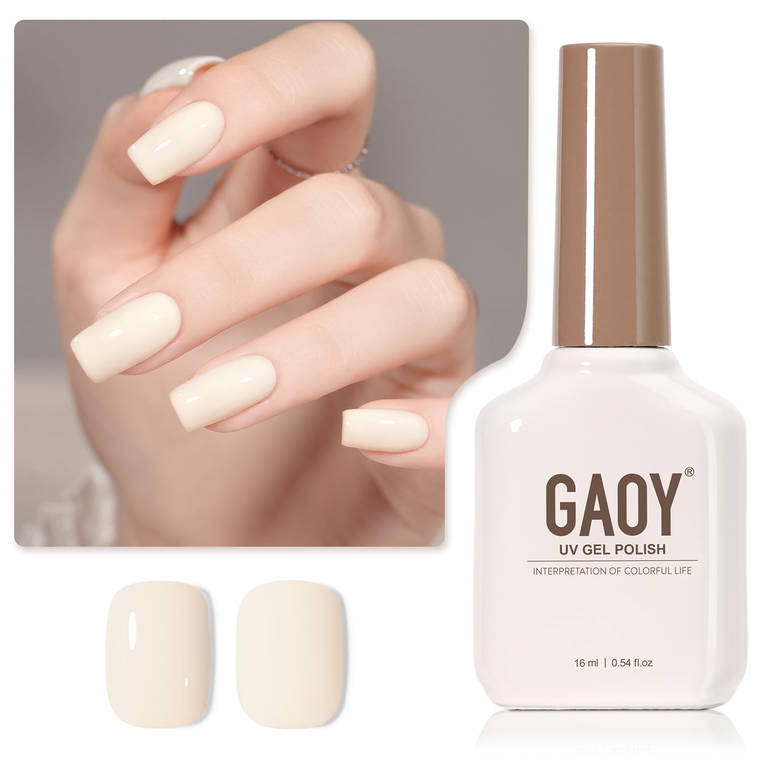 GAOY Esmalte Gel Blanco 16ml listo para manicura en casa con color puro