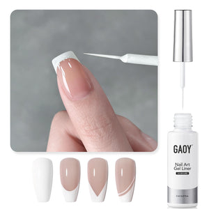 GAOY Esmalte gel blanco con remolino y brocha delgada para trazos finos.