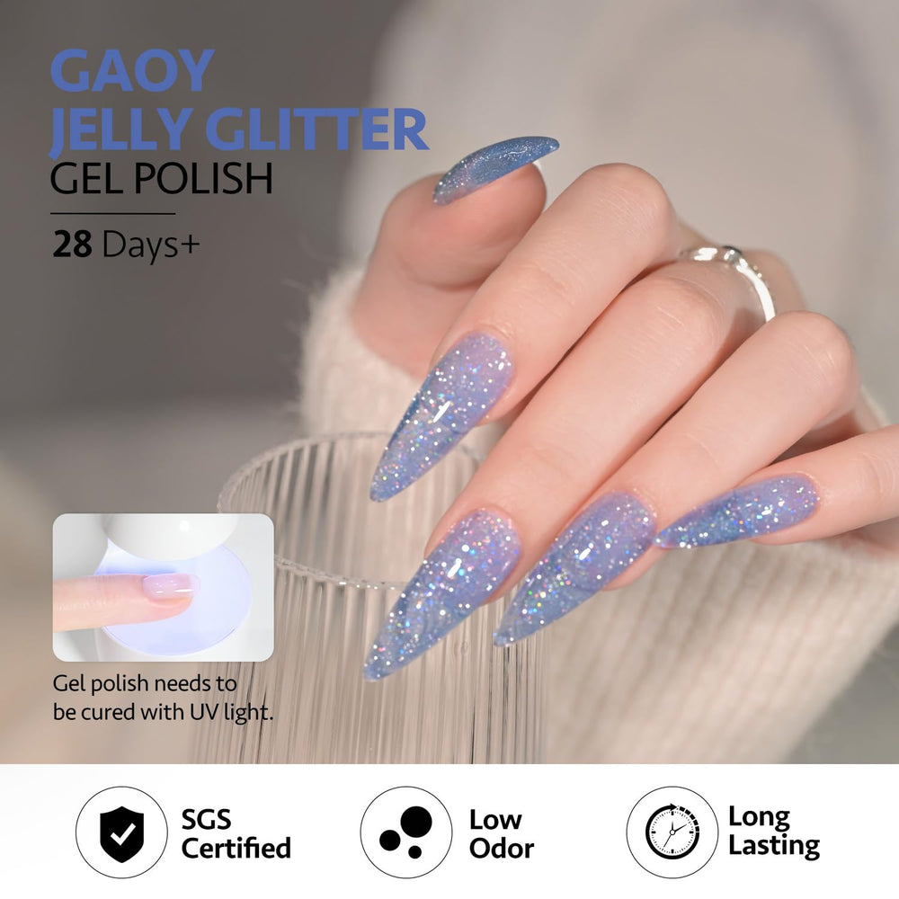 GAOY Esmalte gel brillo morado para uñas con reflejos sutiles