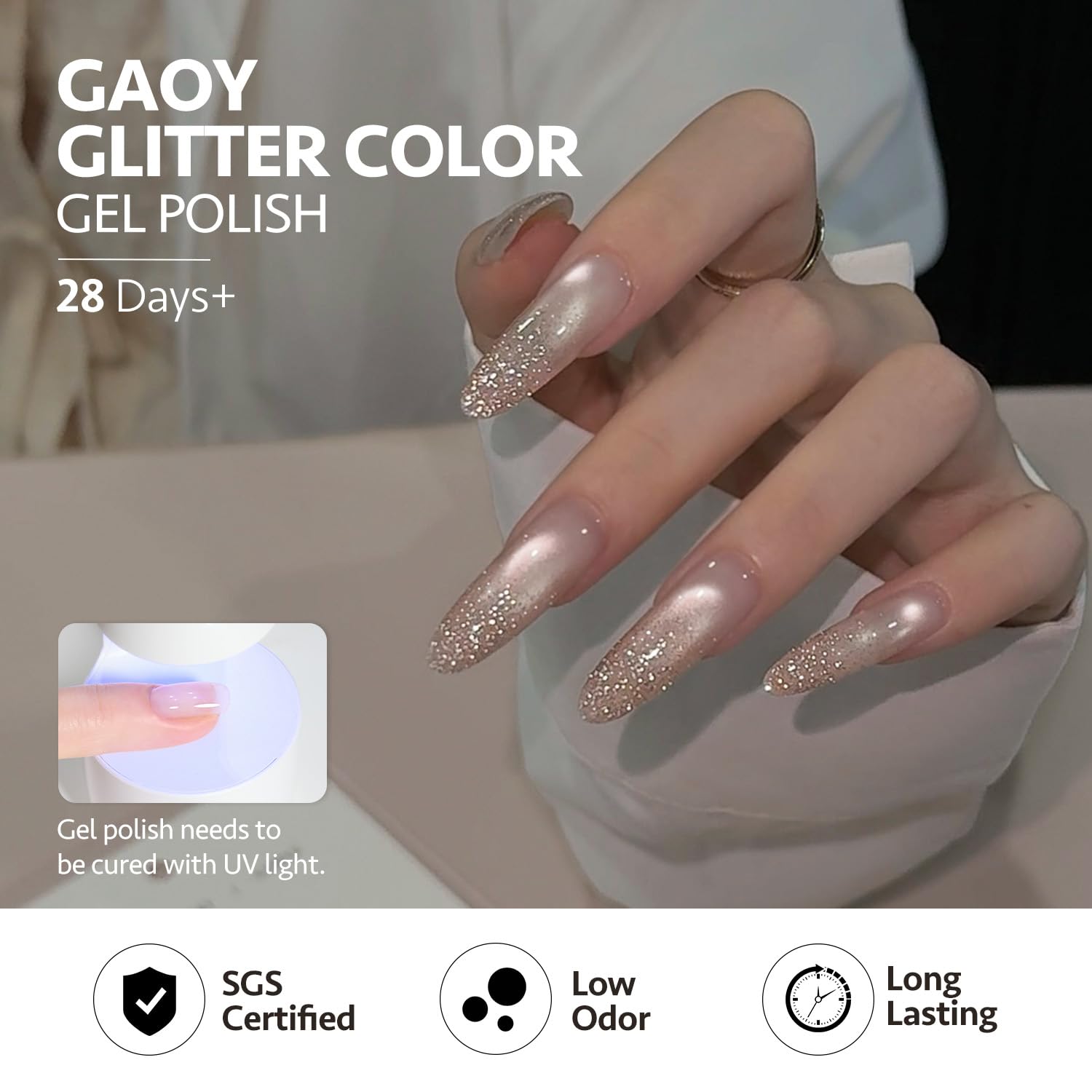 GAOY Esmalte gel glitter rojo, packaging destacado, ideal para regalo o almacenamiento