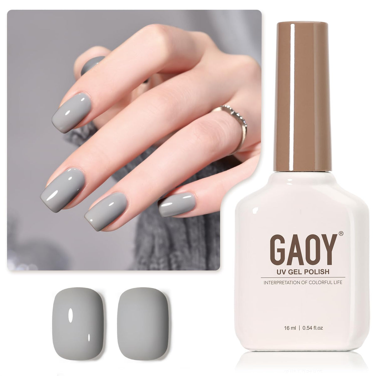 GAOY esmalte gel gris 2087 Atoms para manicura casera de larga duración.