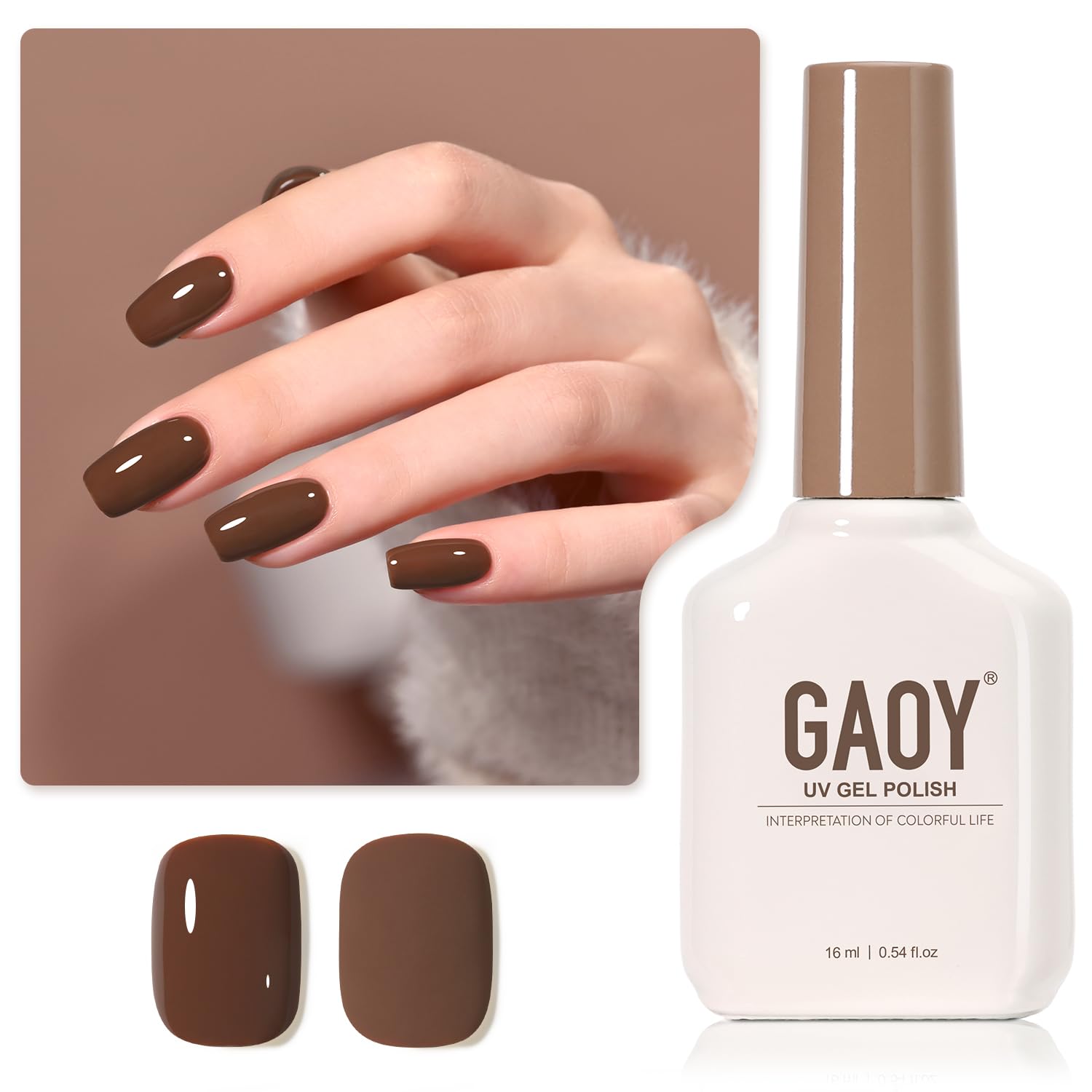 GAOY Esmalte gel marrón 16ml en botella, ideal para manicura en casa