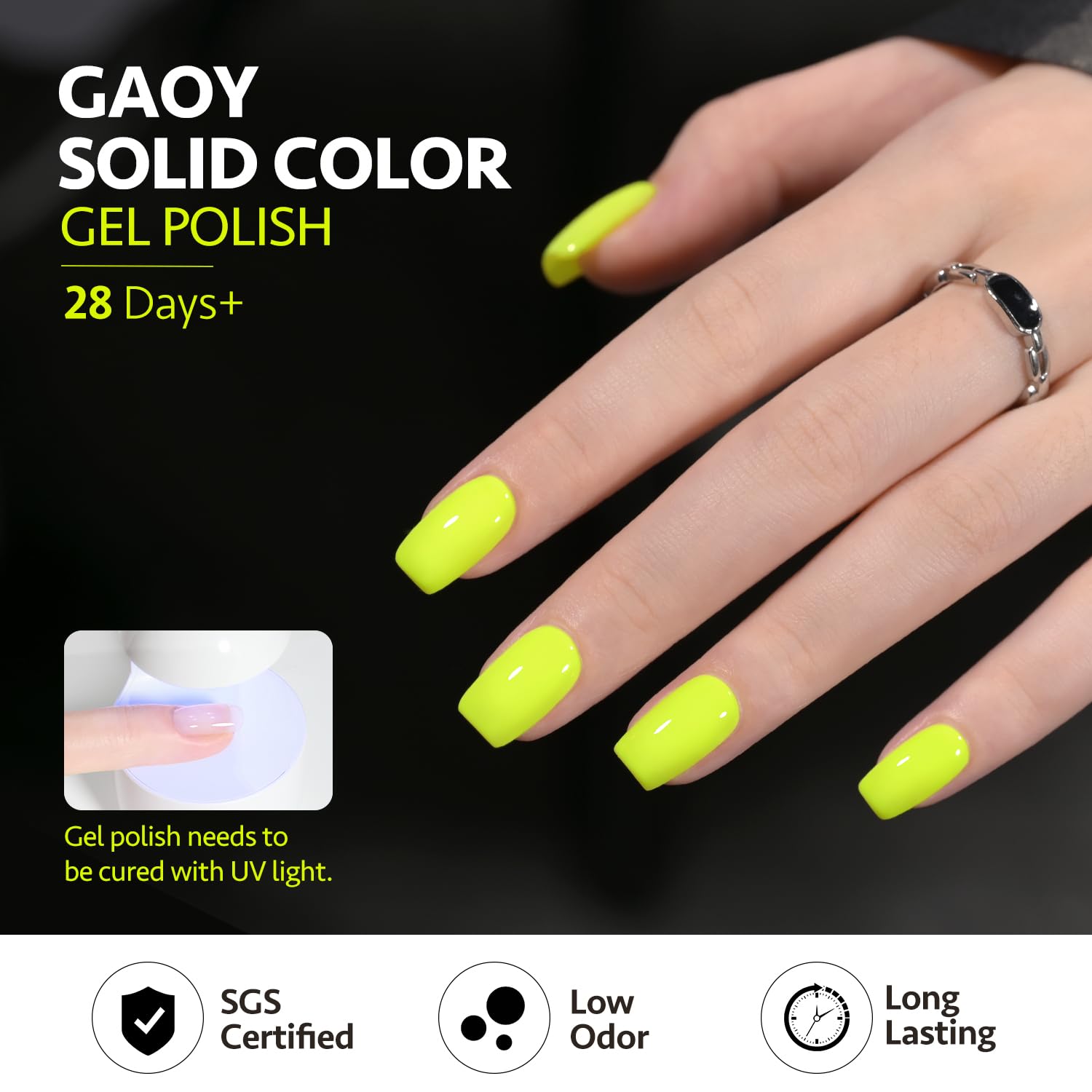 GAOY esmalte gel neón amarillo envase de 16 ml para múltiples manicuras.