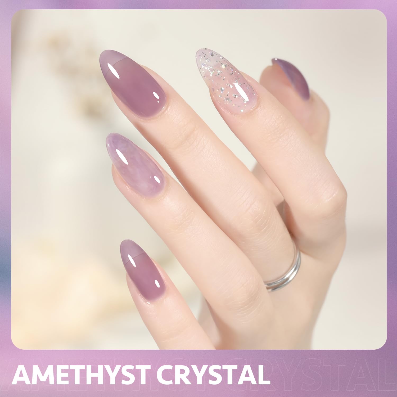 GAOY Jelly Nude Purple aplicación suave con pincel para uñas en casa.