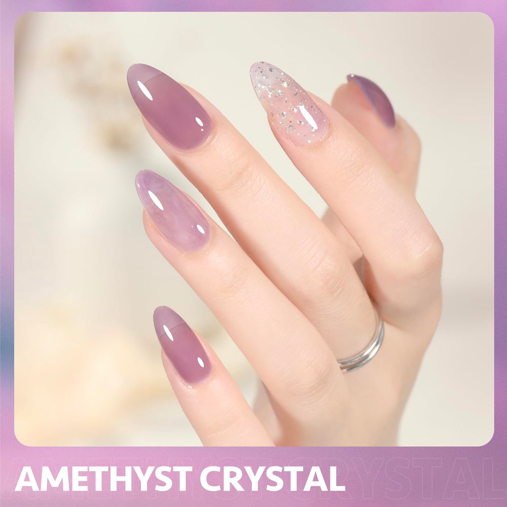 GAOY Jelly Nude Purple aplicación suave con pincel para uñas en casa.