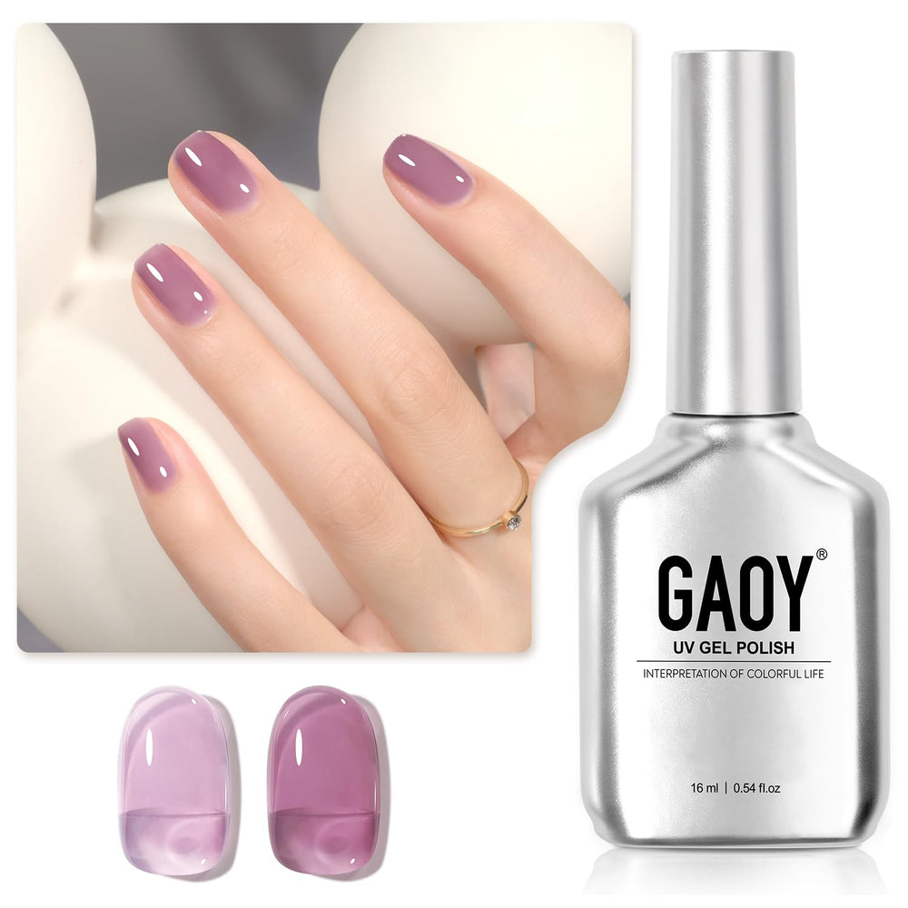 GAOY Jelly Nude Purple gel translúcido para capas suaves y acabado natural.
