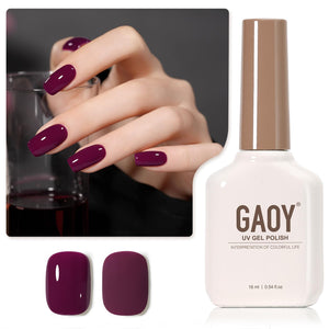 GAOY esmalte gel púrpura translúcido en frasco, ideal para capas.