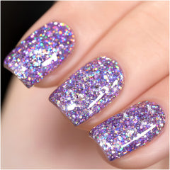 GAOY Esmalte gel purpurina lavanda, brillo intenso para uñas.