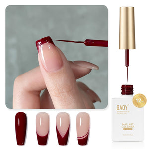 GAOY esmalte gel rojo espiral en botella, acabado audaz y llamativo.