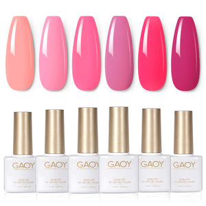 GAOY Esmalte Gel Rosa de 6 colores para uñas brillantes y duraderas.