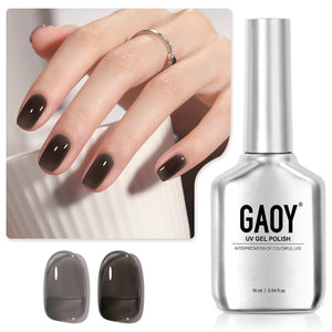 GAOY esmalte en gel translúcido tono desnudo negro, botella de 16 ml.
