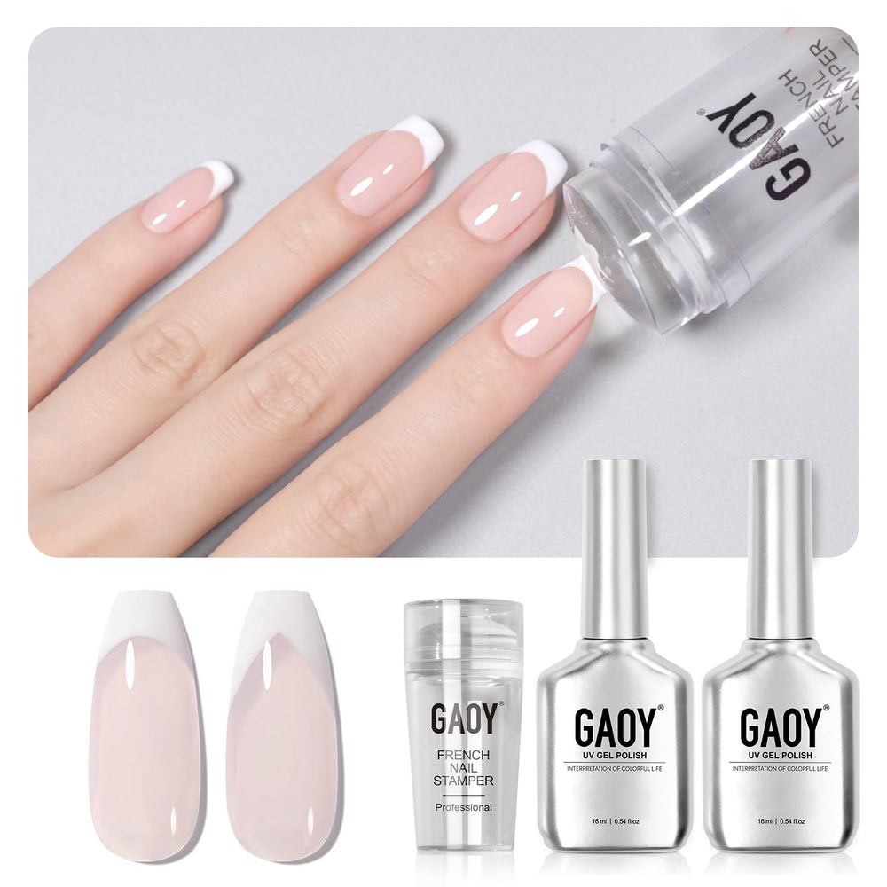 GAOY kit de manicura francesa con empaque visible, inicio sencillo para uñas elegantes.