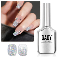 GAOY gel glitter plateado para uñas, brillo intenso para fiestas