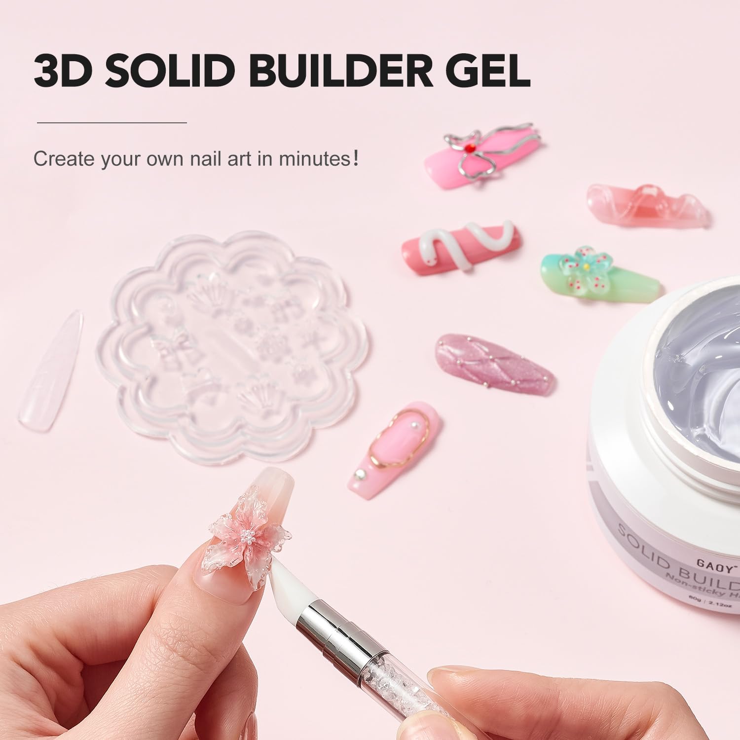 GAOY gel para extensión de uñas, rápida aplicación y acabado limpio.
