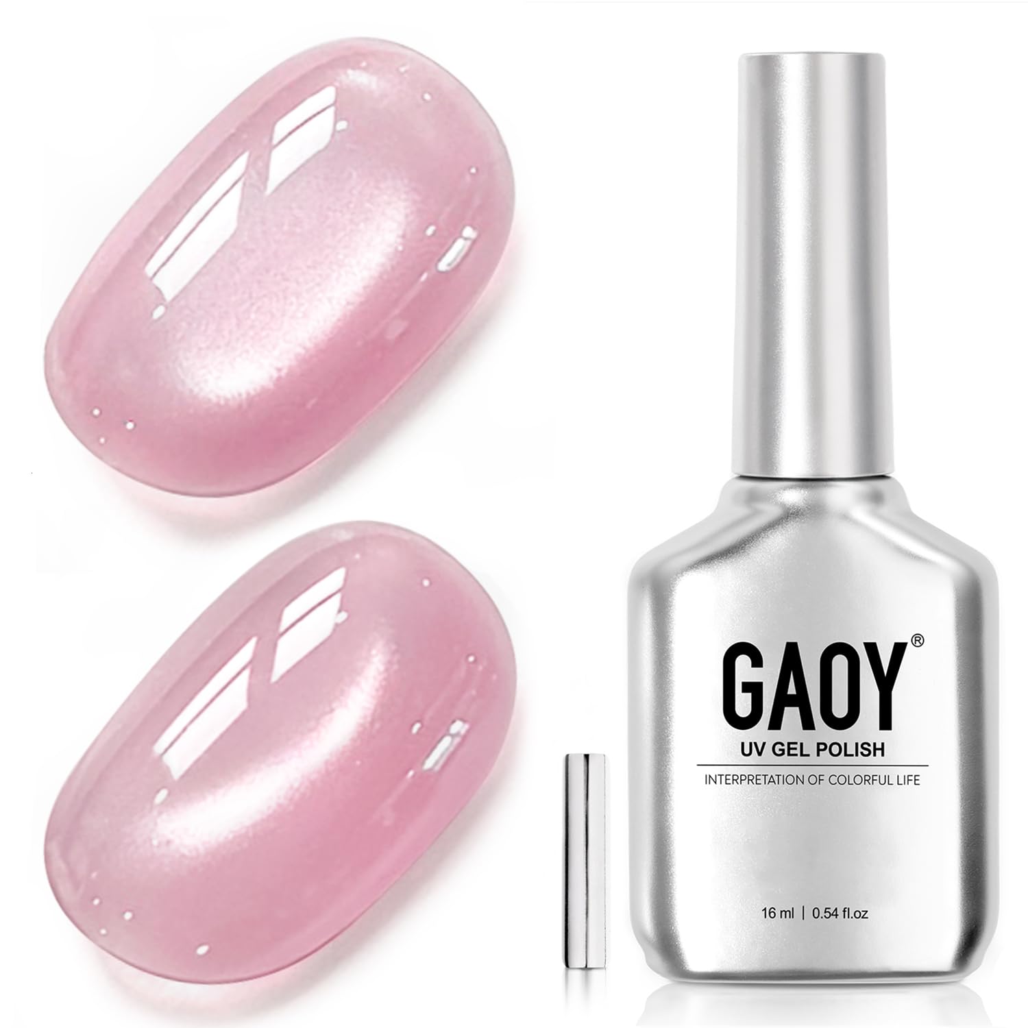 GAOY gel uñas ojo de gato rosa con imán para brillo intenso en casa.