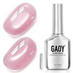 GAOY gel uñas ojo de gato rosa con imán para brillo intenso en casa.