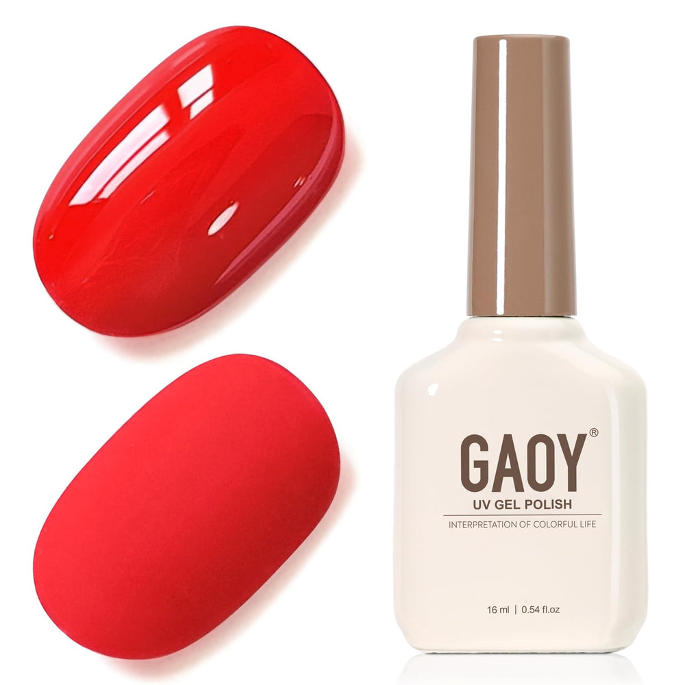 GAOY gel uñas rojo prima 1975: acabado liso y color intenso para manicura