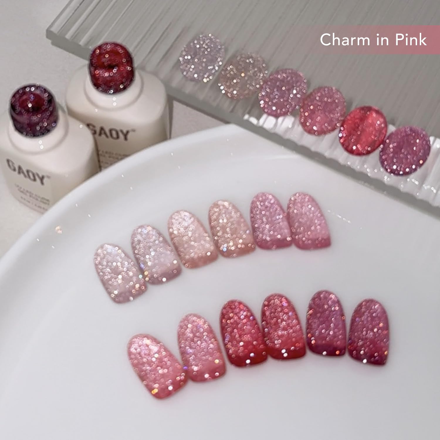 GAOY Glitter Jelly Gel holográfico: destellos multicolores para uñas.