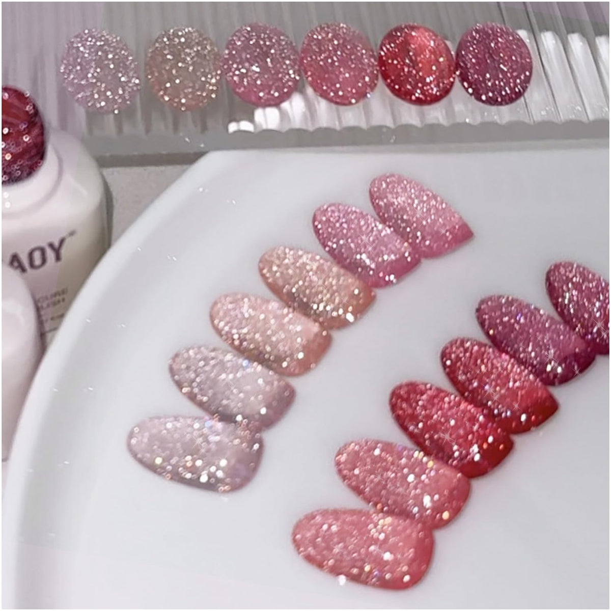 GAOY Glitter Jelly Gel rosa: brillo intenso para uñas elegantes.