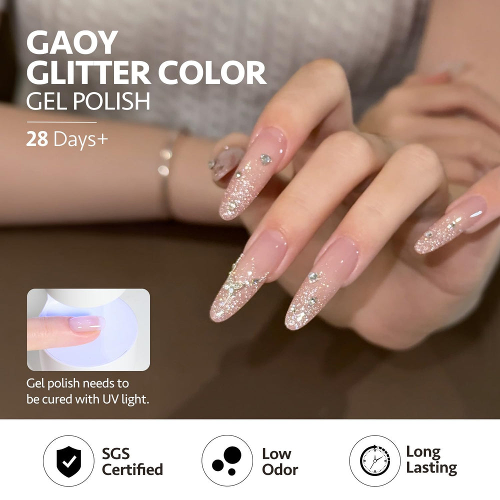 GAOY Glitter Jelly Gel set: versatilidad en seis colores para looks.