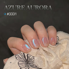 GAOY glitter translúcido azul, acabado irisado para manicura.