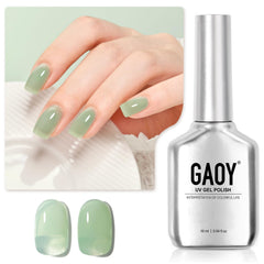GAOY Jelly Gel verde translúcido en botella de 16 ml para un acabado natural.