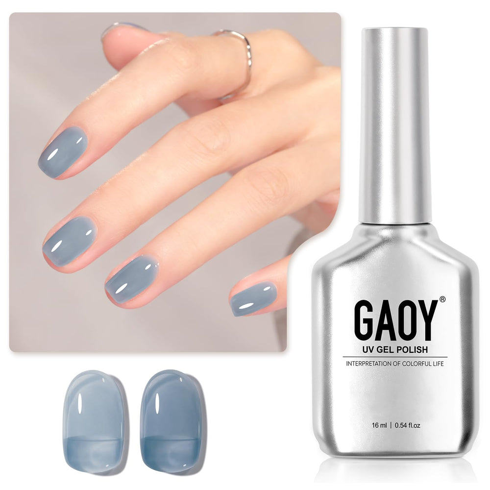 GAOY Jelly Nude Blue gel, frasco de 16 ml para acabado translúcido suave.