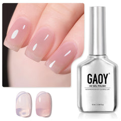 GAOY Jelly Nude esmalte gel rosado traslucido en botella, ideal para aplicar en casa.