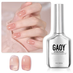 GAOY Jelly Nude Gel, botella en primer plano con tono nude translúcido para look natural.