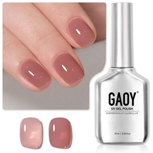 GAOY Jelly Nude Pink: botella en primer plano con color translúcido suave.