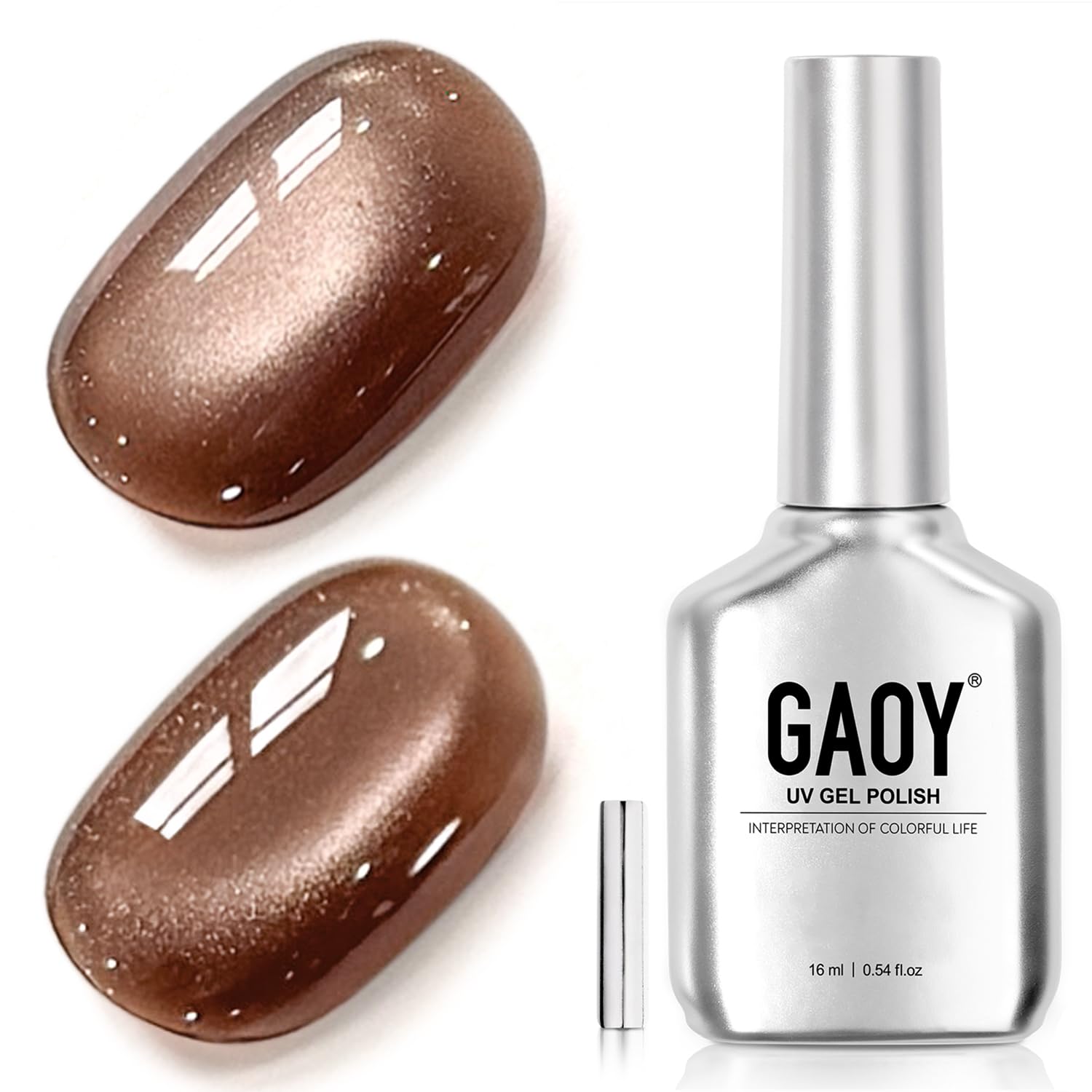 GAOY laca gel marron con efecto ojo de gato y iman para patrones