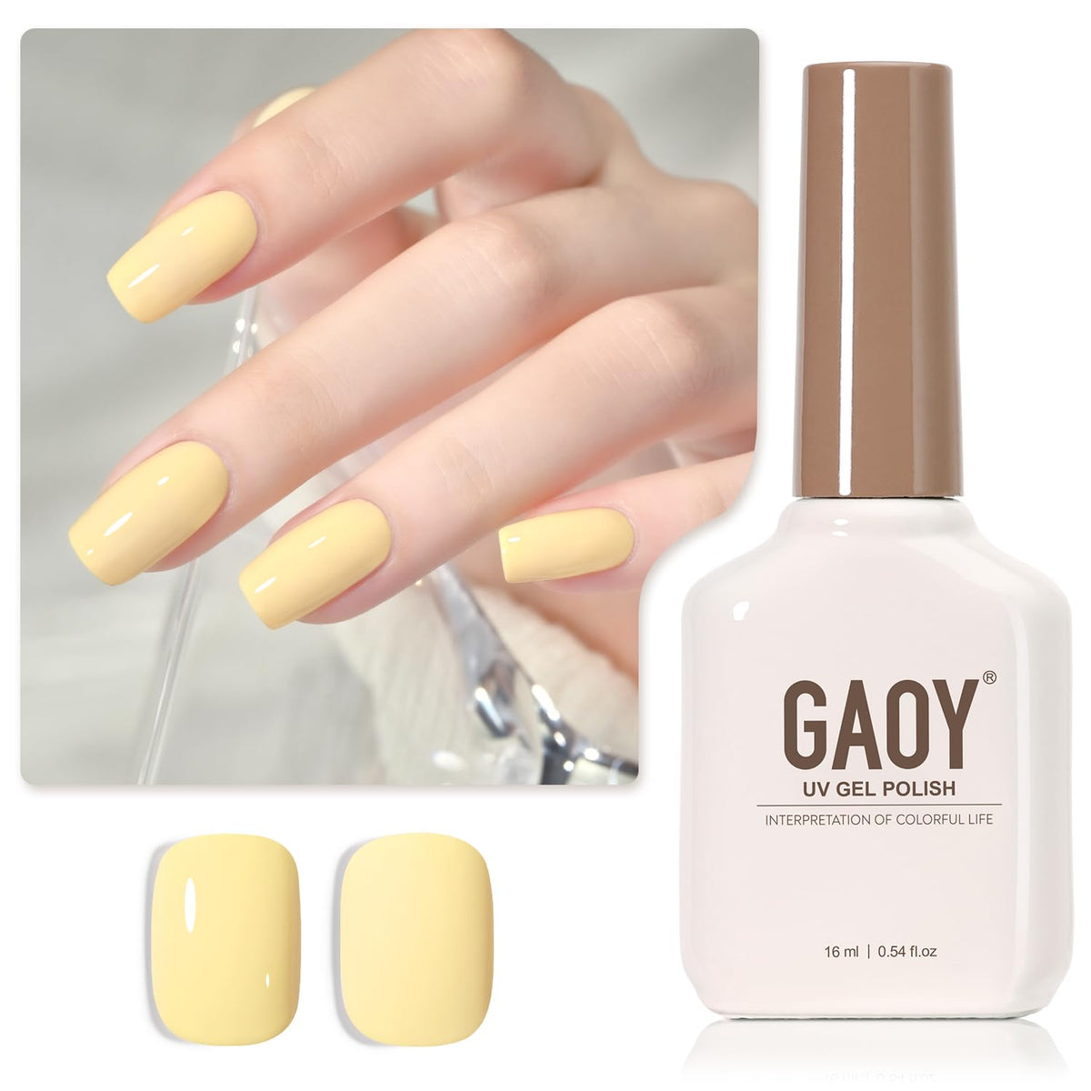 GAOY Pastel Gel Lemon Pie en botella de 16 ml para manicura duradera.