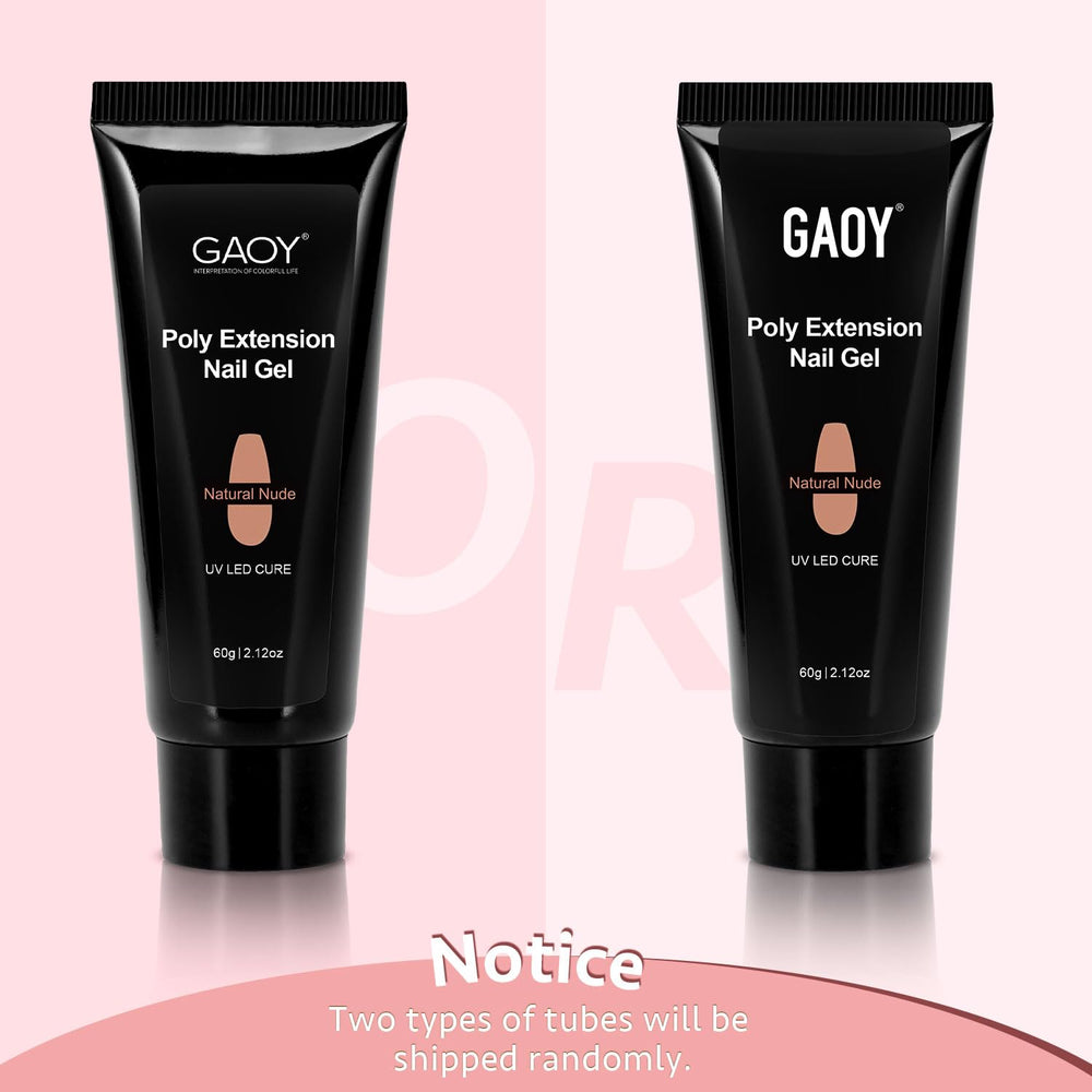 GAOY Poly Gel para extensión de uñas con aspecto natural y acabado suave.