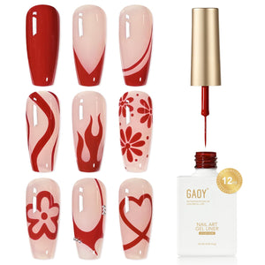 GAOY gel rojo espiral en botella de 12 ml para manicura precisa