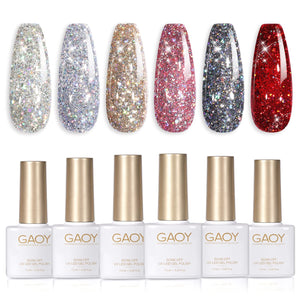 GAOY Glitter Ruby: set de esmaltes brillantes para uñas.