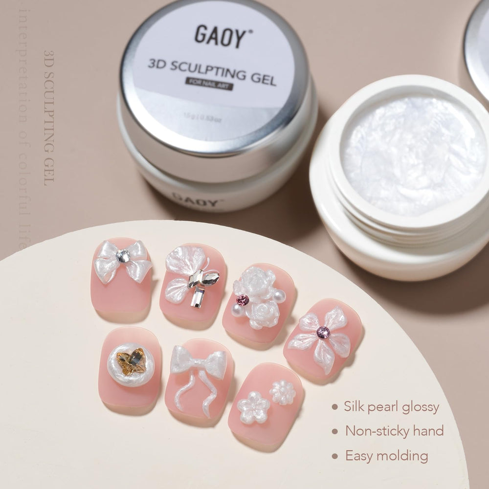 GAOY Pearl 3D: textura perlada para esculturas duraderas de uñas.