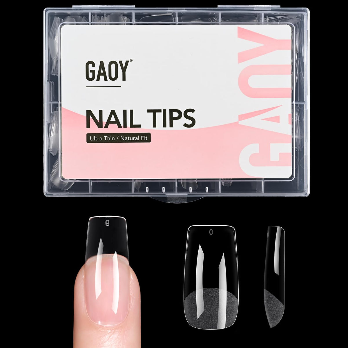 GAOY tips de uñas gel mediano cuadrados, cobertura total para un aspecto natural