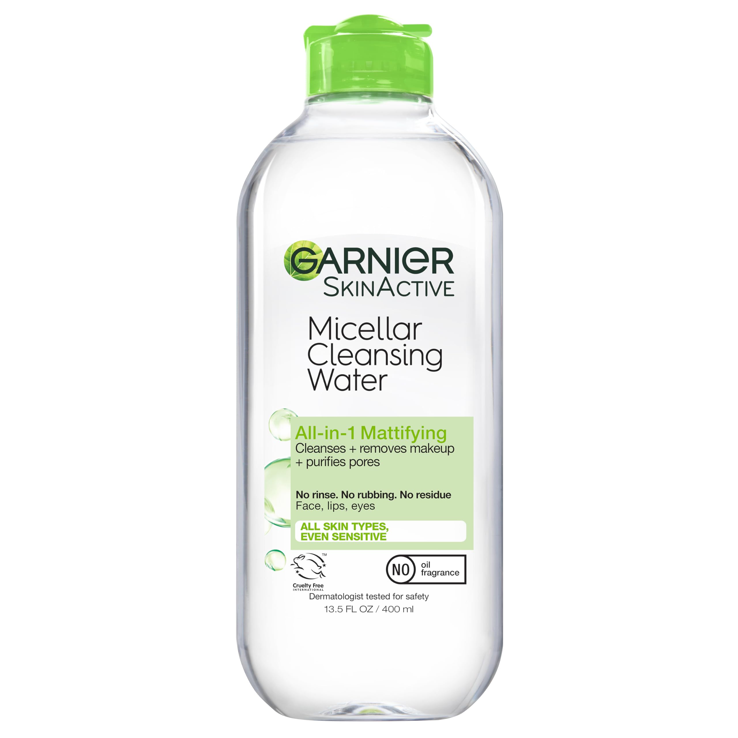 Garnier: botella de agua micelar para piel grasa, limpieza mate sin enjuague