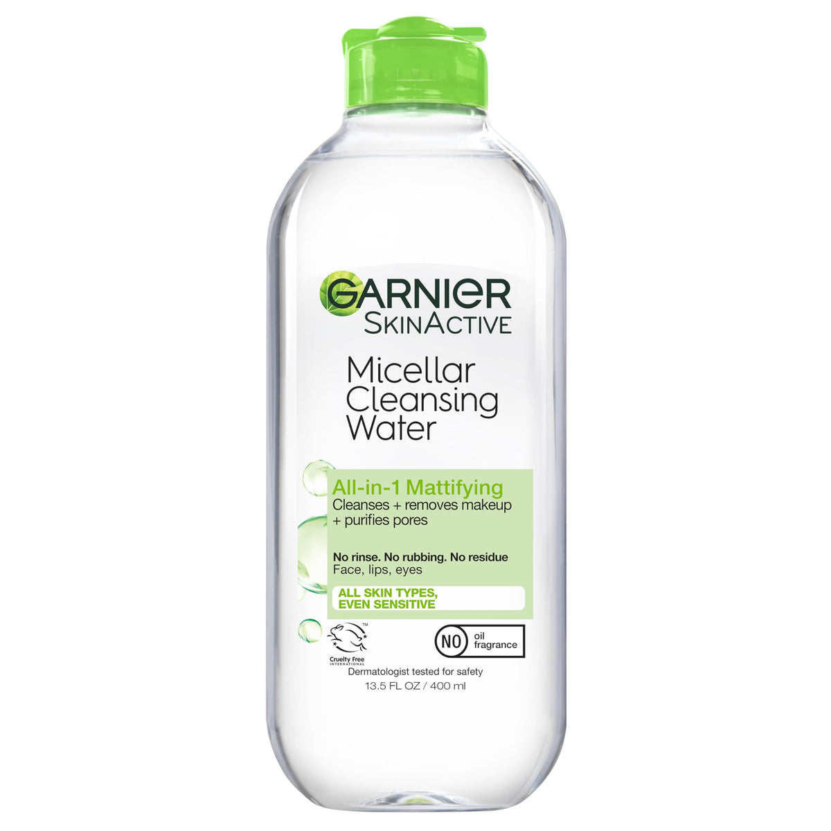Garnier: botella de agua micelar para piel grasa, limpieza mate sin enjuague