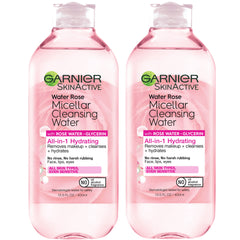 Garnier Agua Micelar Rosa y Glicerina: botella de 400 ml para limpieza suave diaria.
