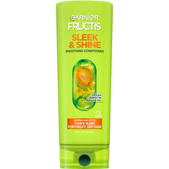 Garnier Fructis Condicionador en botella para cabello liso y brillo duradero.