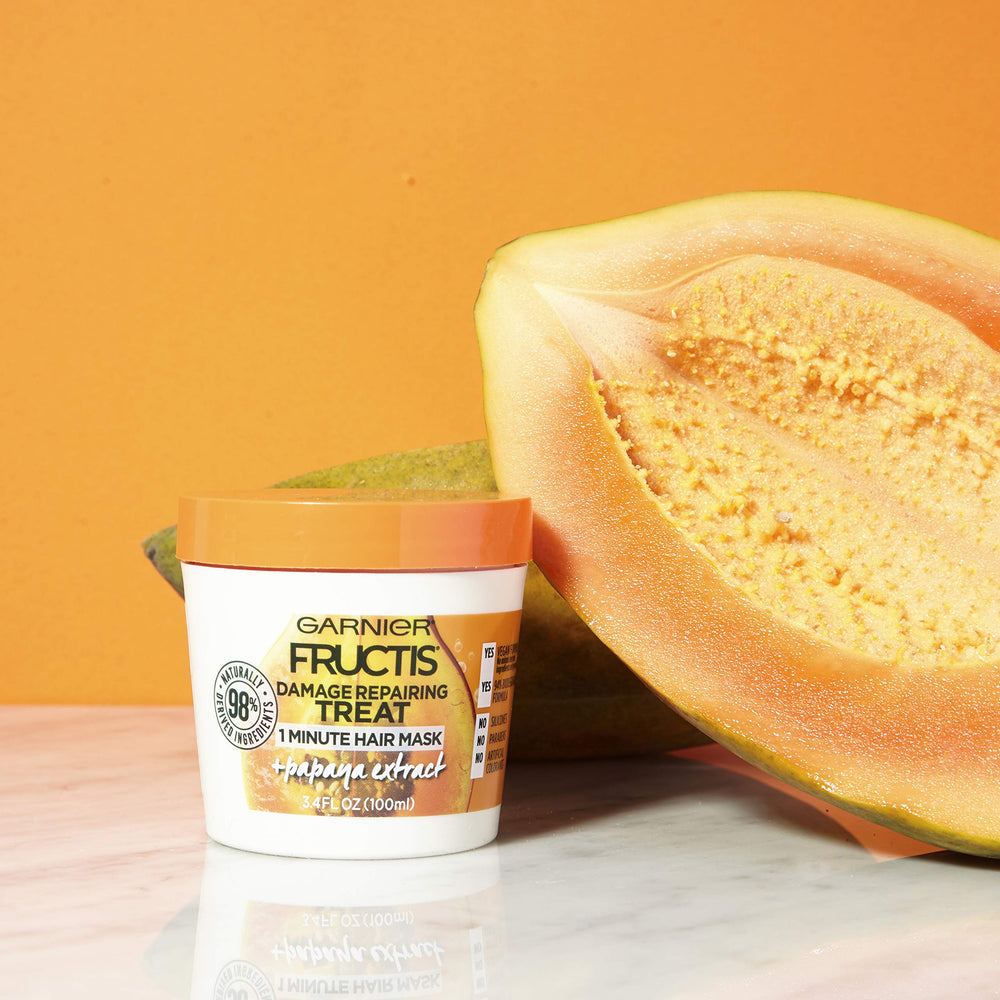 Cuidado diario rápido en casa con la mascarilla de 1 minuto Garnier Fructis.
