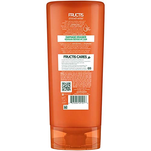 Garnier Fructis Damage Eraser, textura cremosa, facilita la distribución y suaviza el cabello.