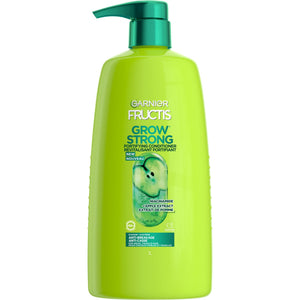 Acondicionador Garnier Fructis Grow Strong, botella detallada para fortalecer el cabello