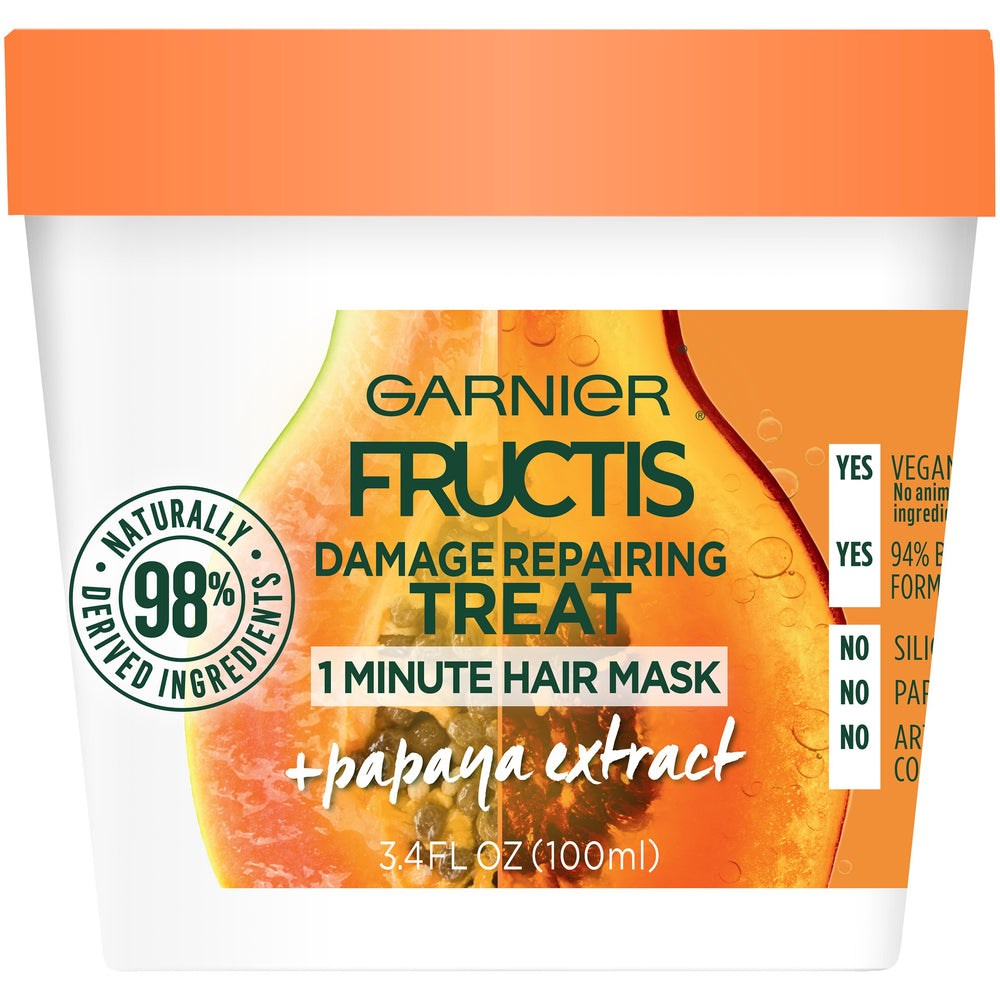 Garnier Fructis mascarilla con papaya para reparación rápida del daño.
