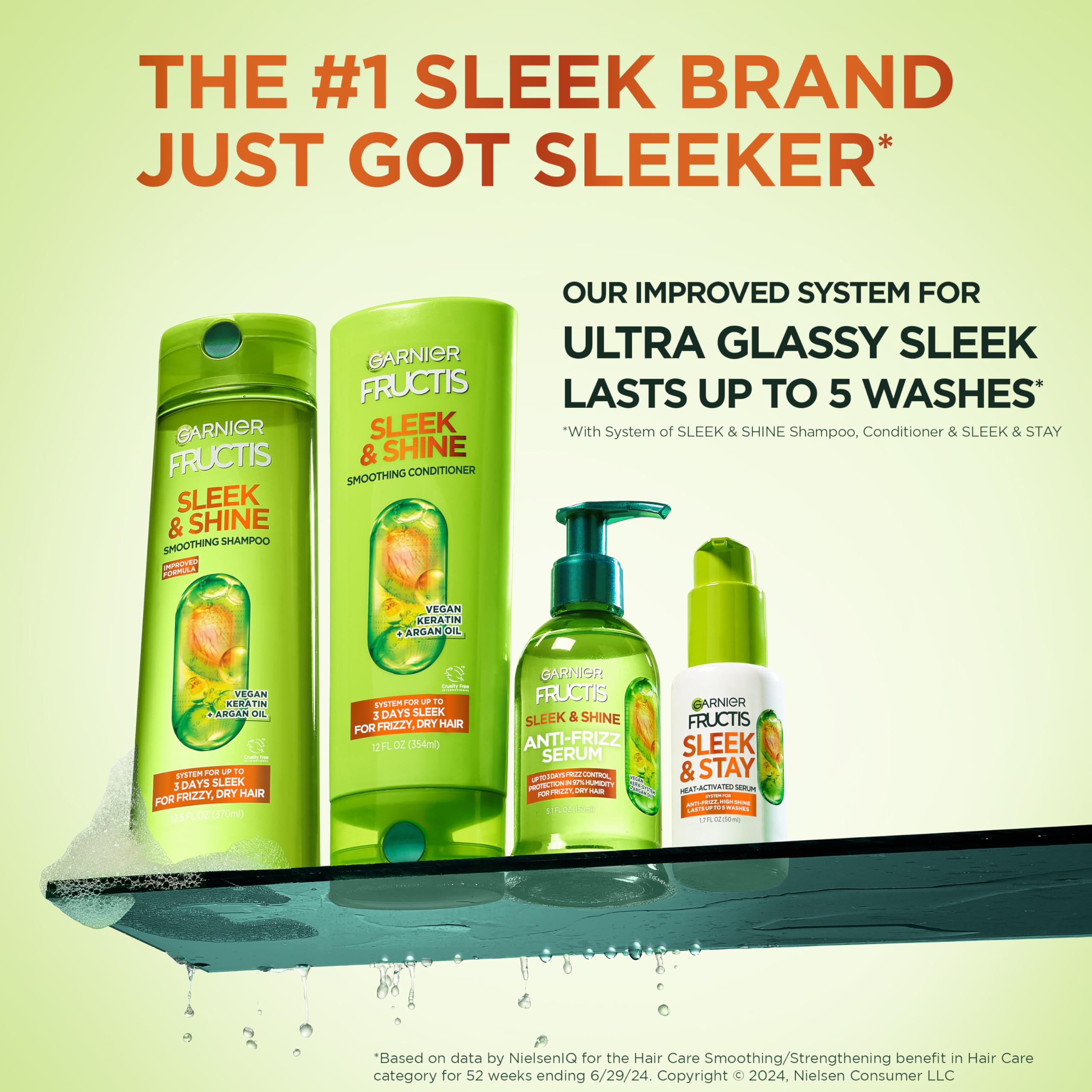 Acondicionador Garnier Fructis Sleek & Shine en frasco para cabello suave